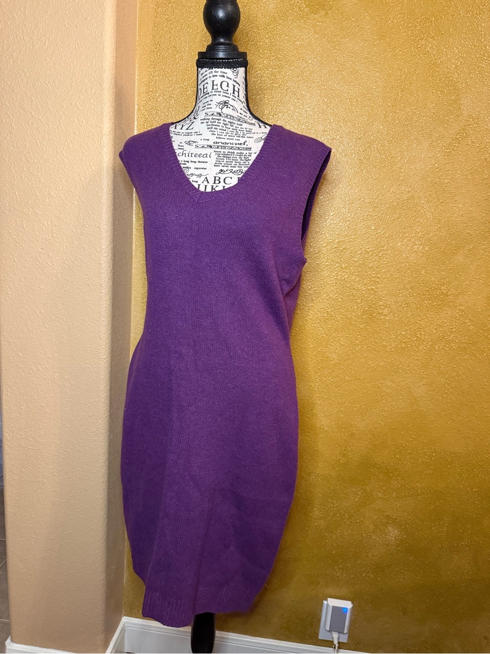 Ralph Lauren Sleeveless Wool/Cashmere Knit Dress in Deep Purple